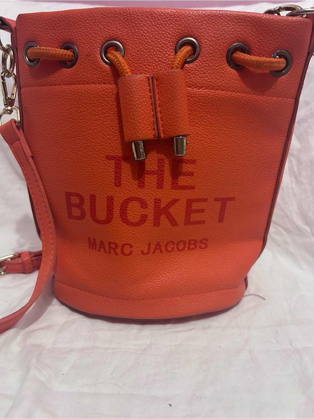 Marc Jacobs Orange Pebbled Leather Bucket Crossbody Bag